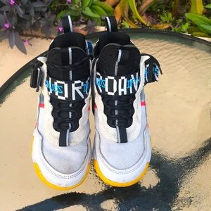 Jordan size 8 black white yellow red
